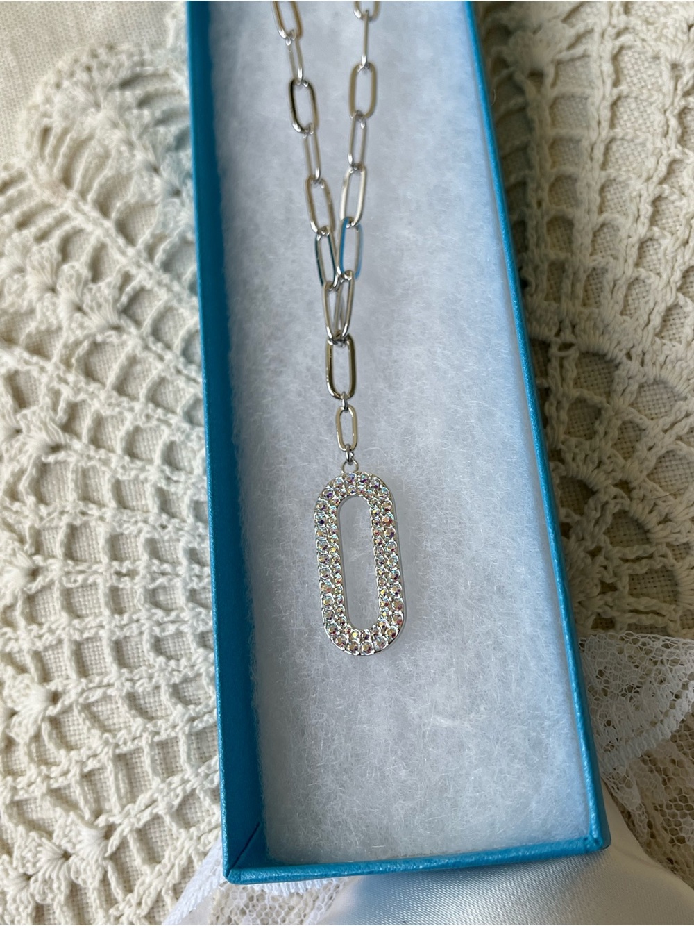 TSC by Swarovski Aurora Borealis Crystal “Join Us” Pendant Necklace, NWT - Picture 7 of 11
